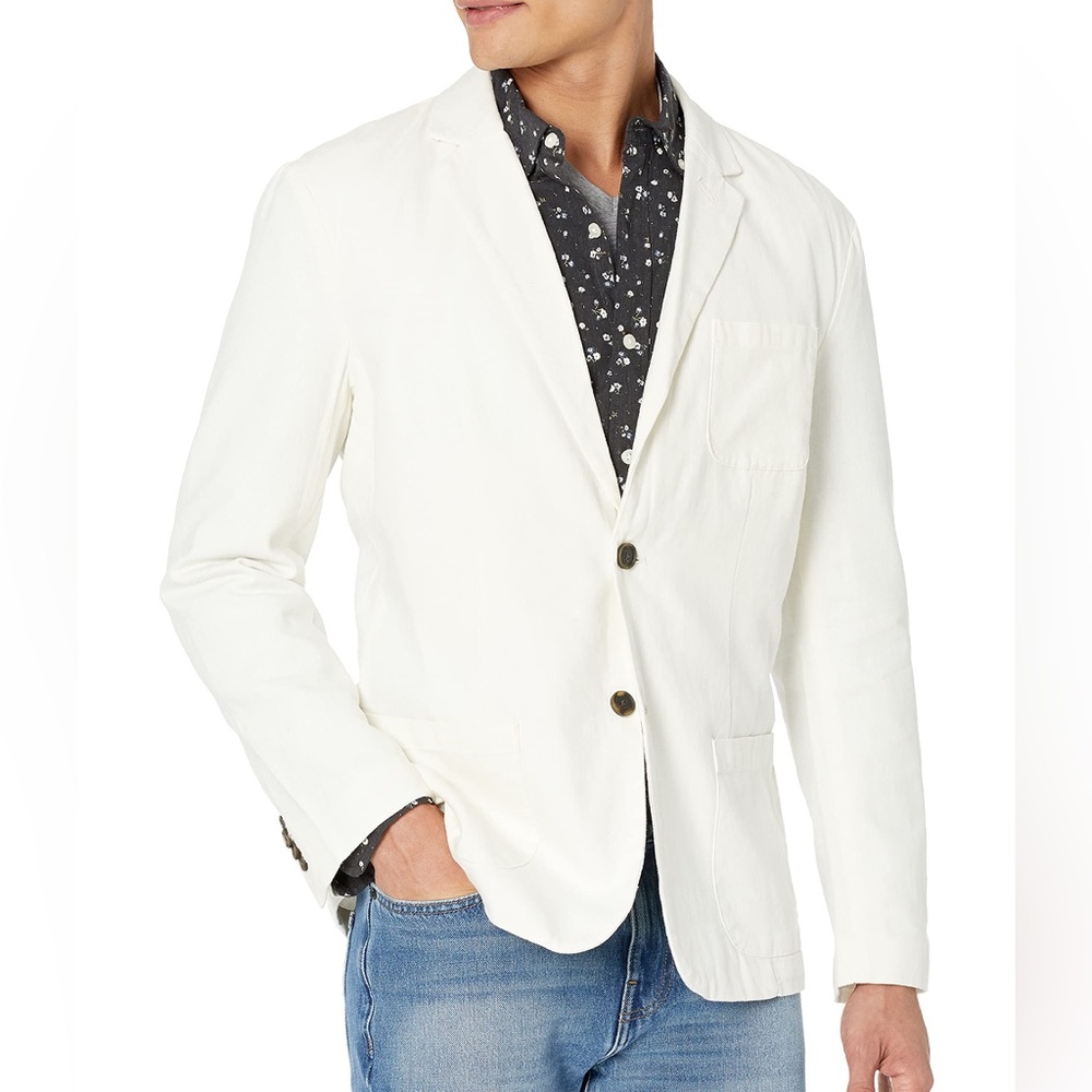 Goodthreads Men’s Linen Blend Blazer – Size Medium – Slim Fit – Cream/Ivory